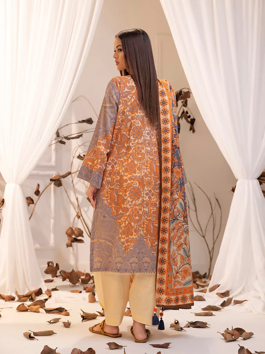 SALITEX - LUXURY KHADDAR EMBROIDERED SHIRT WITH SHAWL & DYED TROUSER