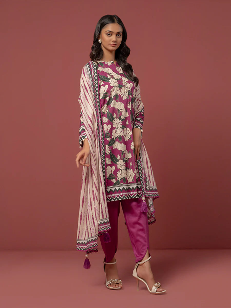 Salitex - 3pc Unstitched - Printed Cambric Suit