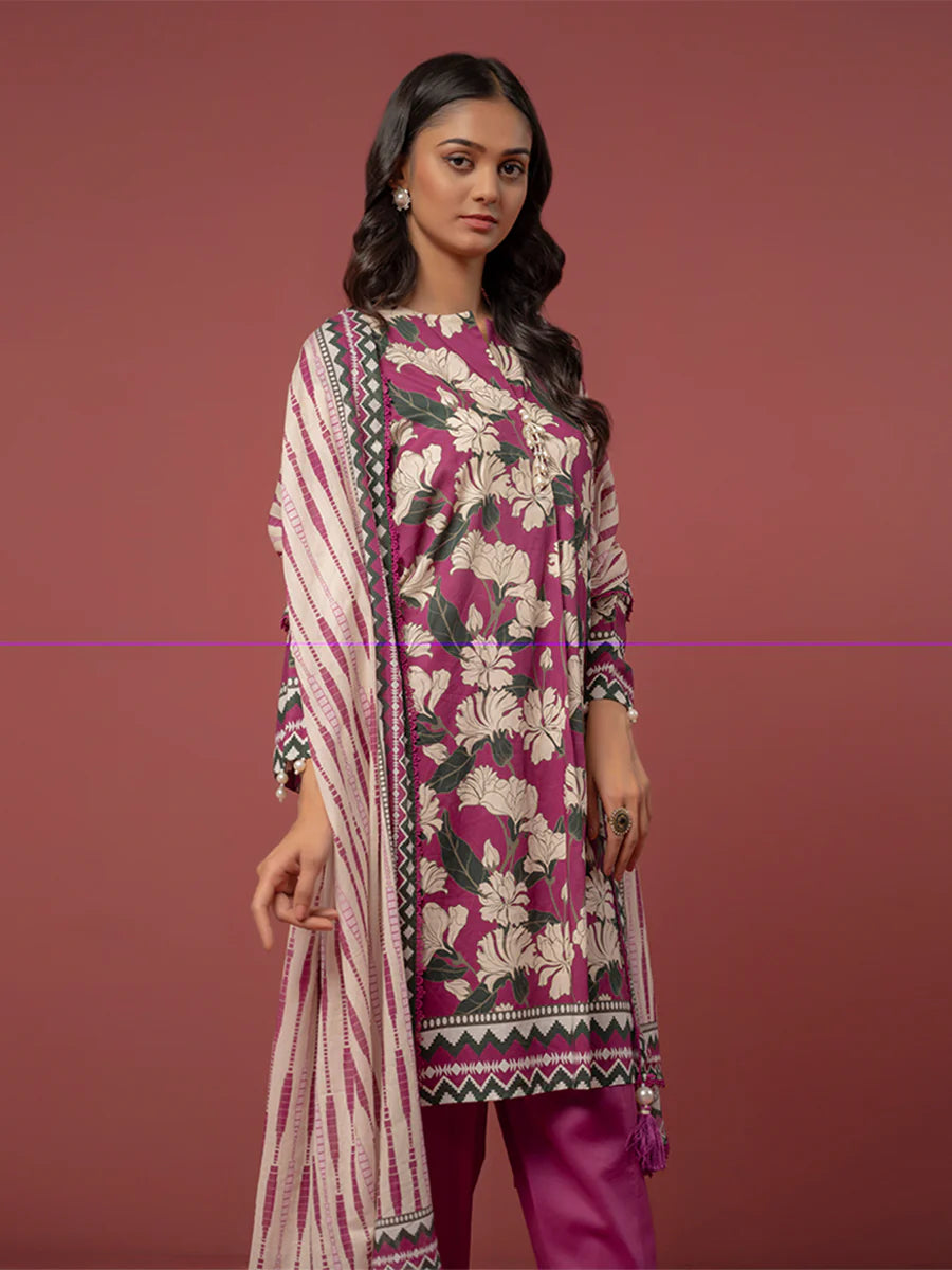 Salitex - 3pc Unstitched - Printed Cambric Suit