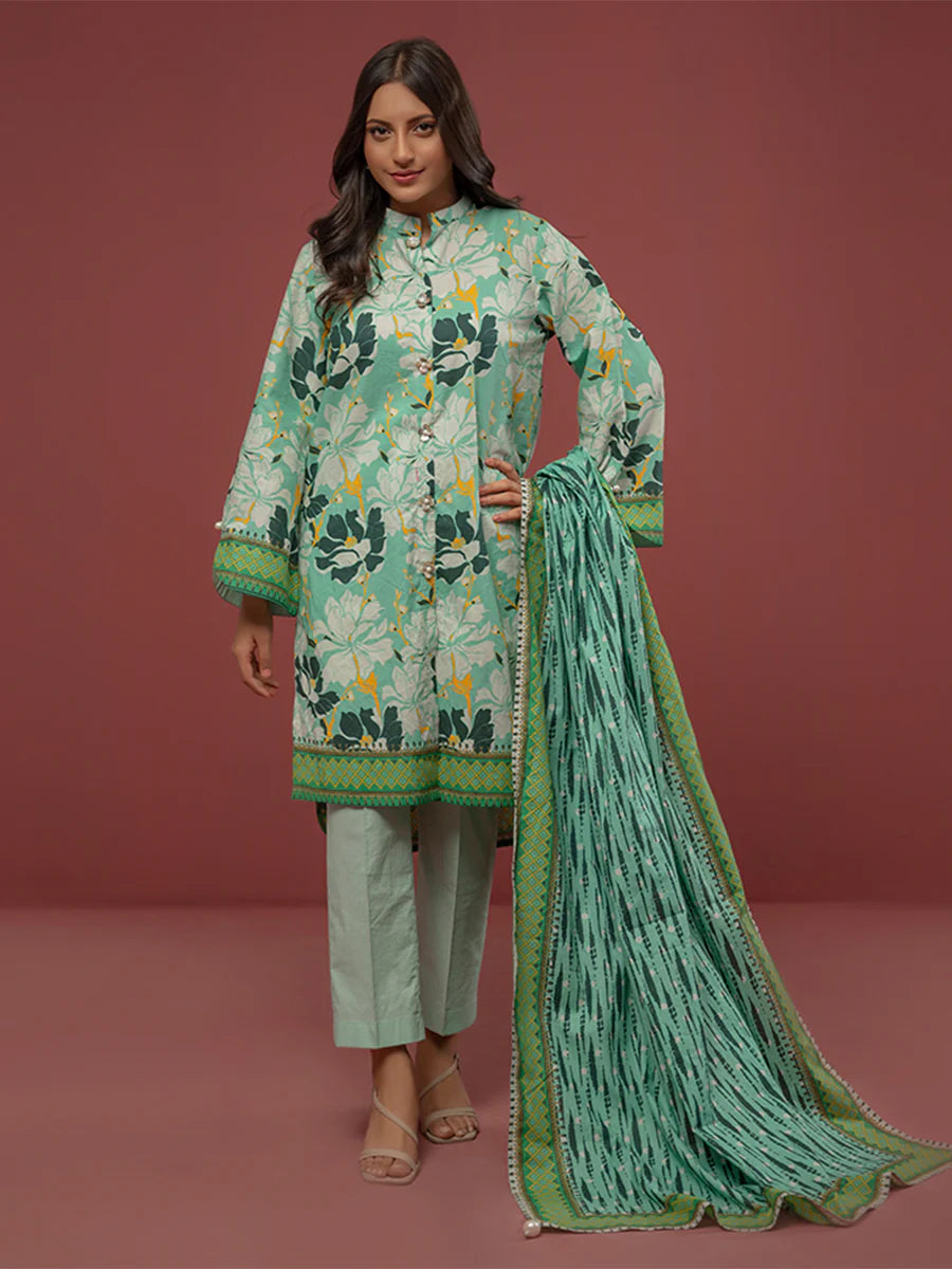 Salitex - 3pc Unstitched - Printed Cambric Suit