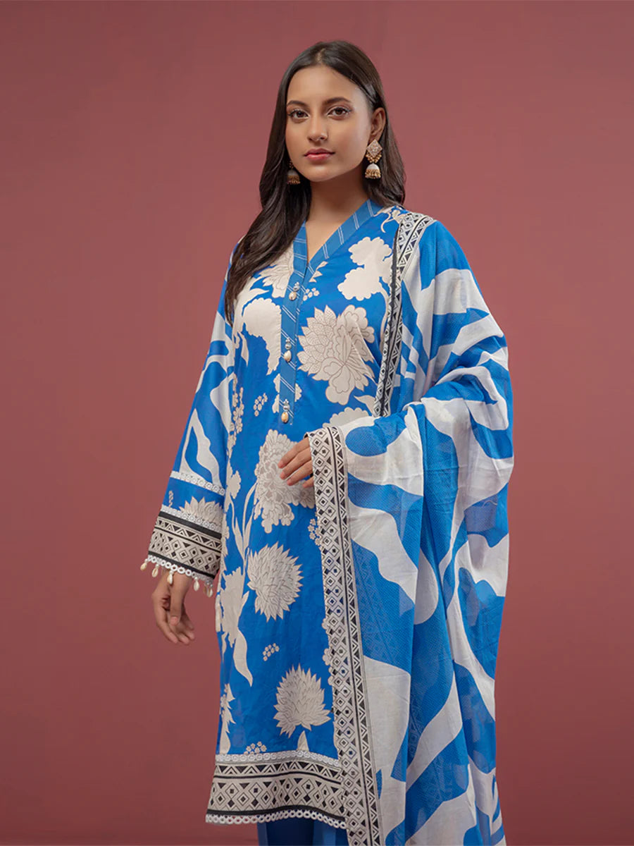 Salitex - 3pc Unstitched - Printed Cambric Suit