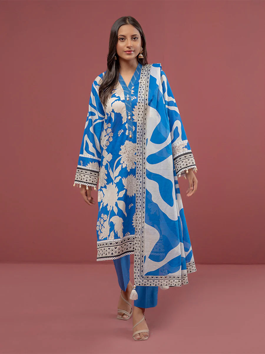 Salitex - 3pc Unstitched - Printed Cambric Suit