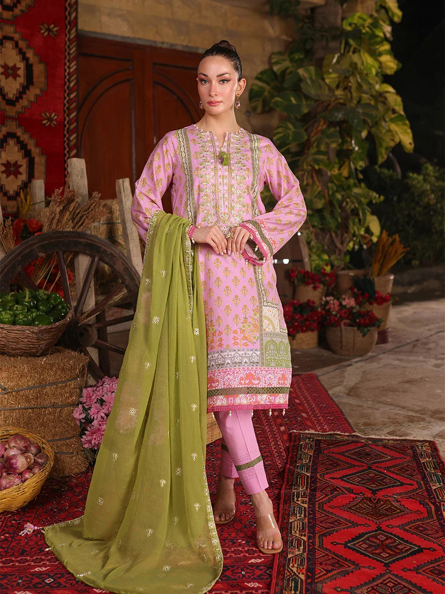 SALITEX - ROSEYMINT - EMBROIDERED LUXURY CAMBRIC UNSTITCHED 3PCS