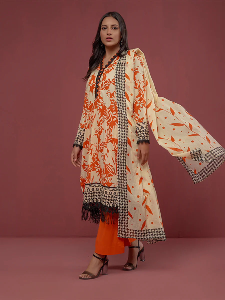 Salitex - 3pc Unstitched - Printed Cambric Suit