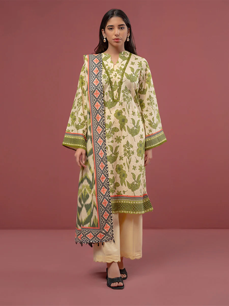 Salitex - 3pc Unstitched - Printed Cambric Suit