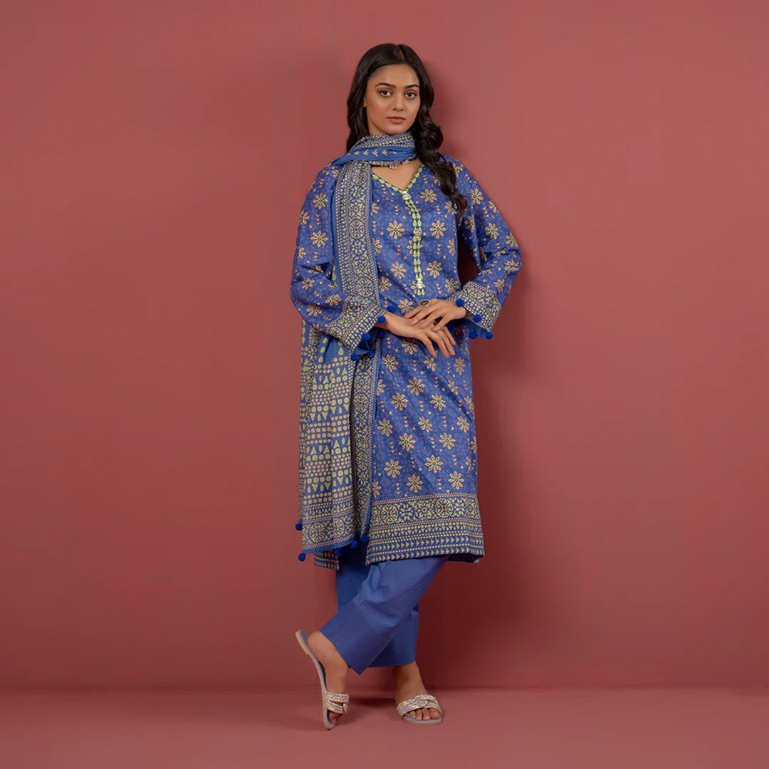 Salitex - 3pc Unstitched - Printed Cambric Suit