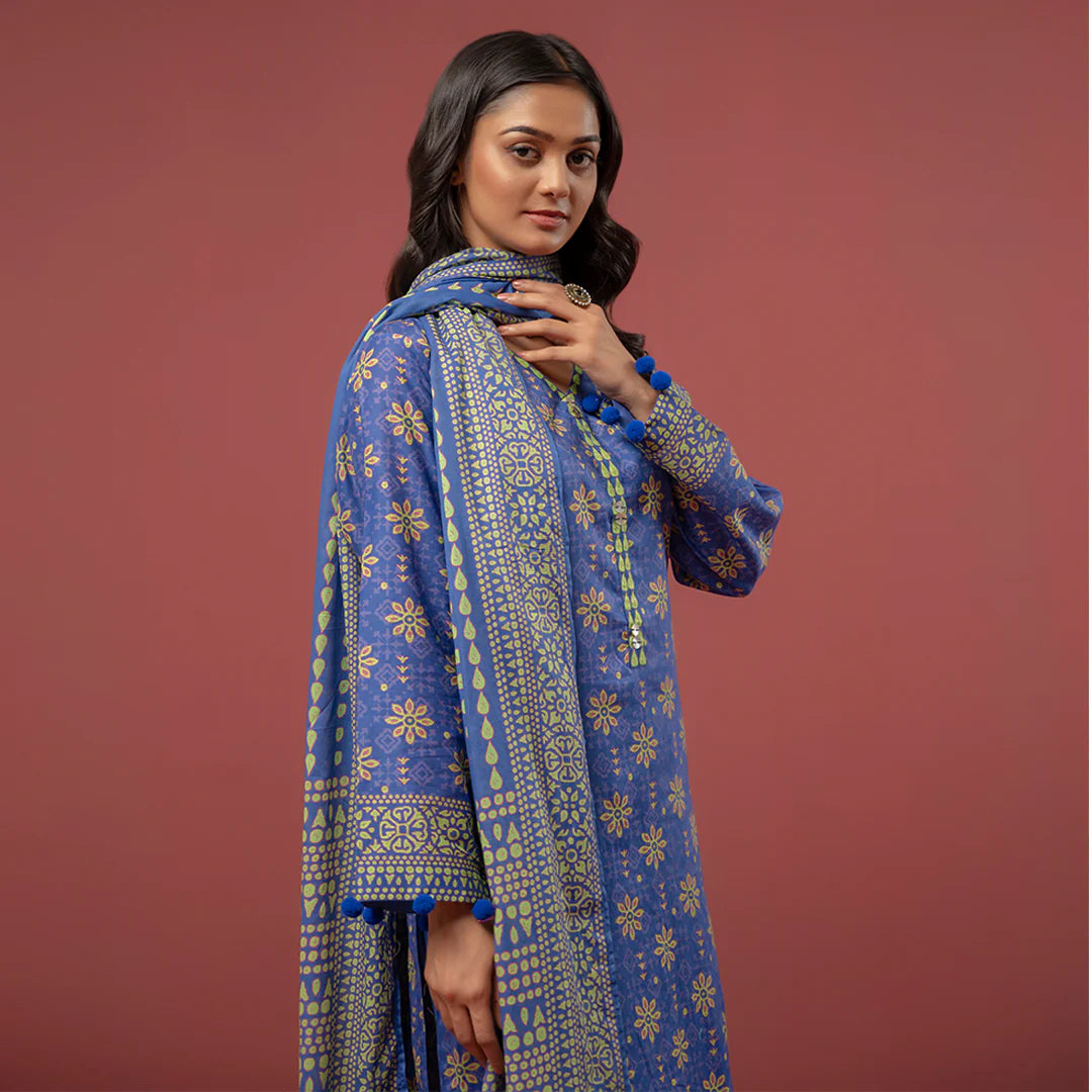 Salitex - 3pc Unstitched - Printed Cambric Suit