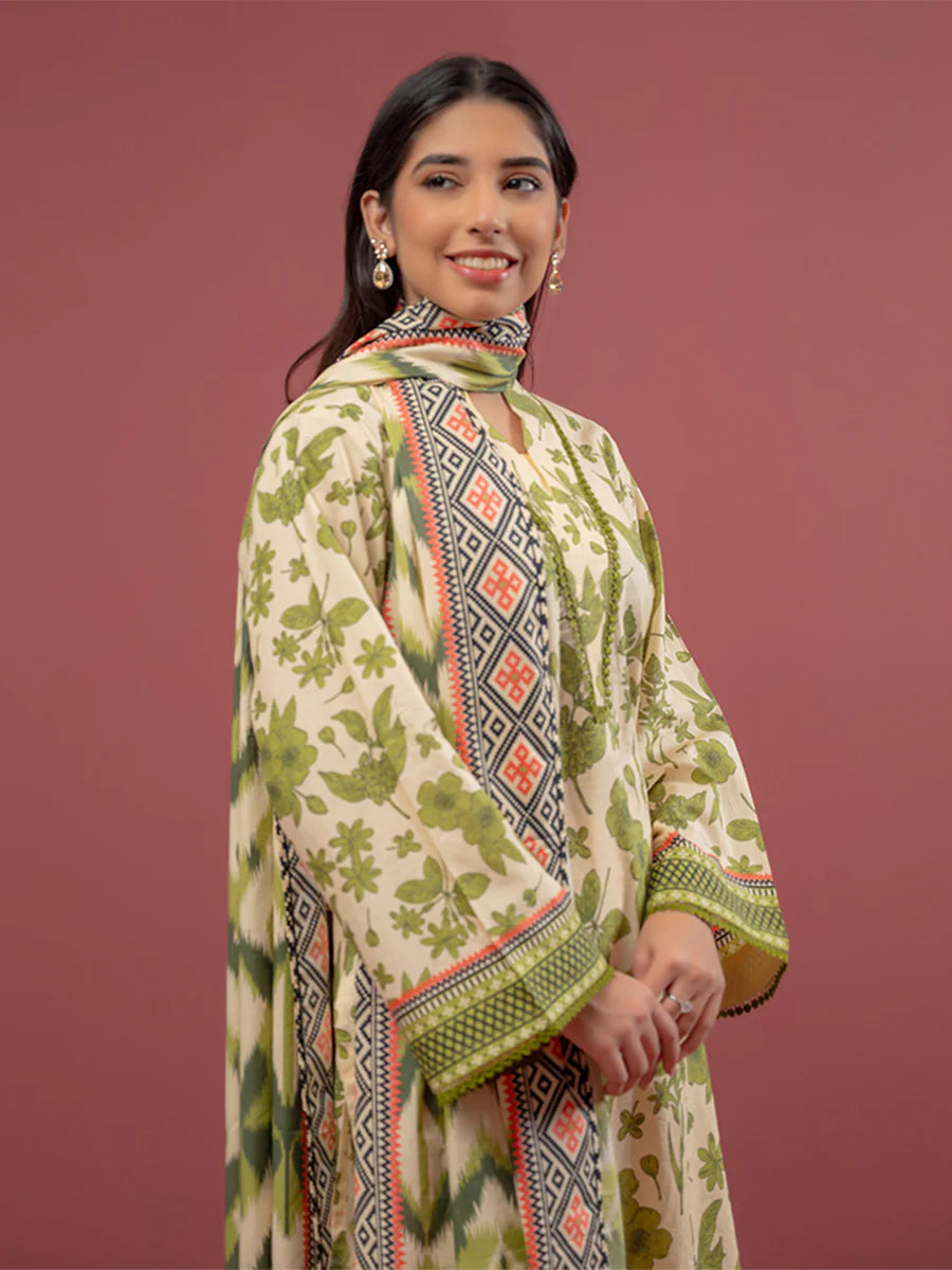 Salitex - 3pc Unstitched - Printed Cambric Suit