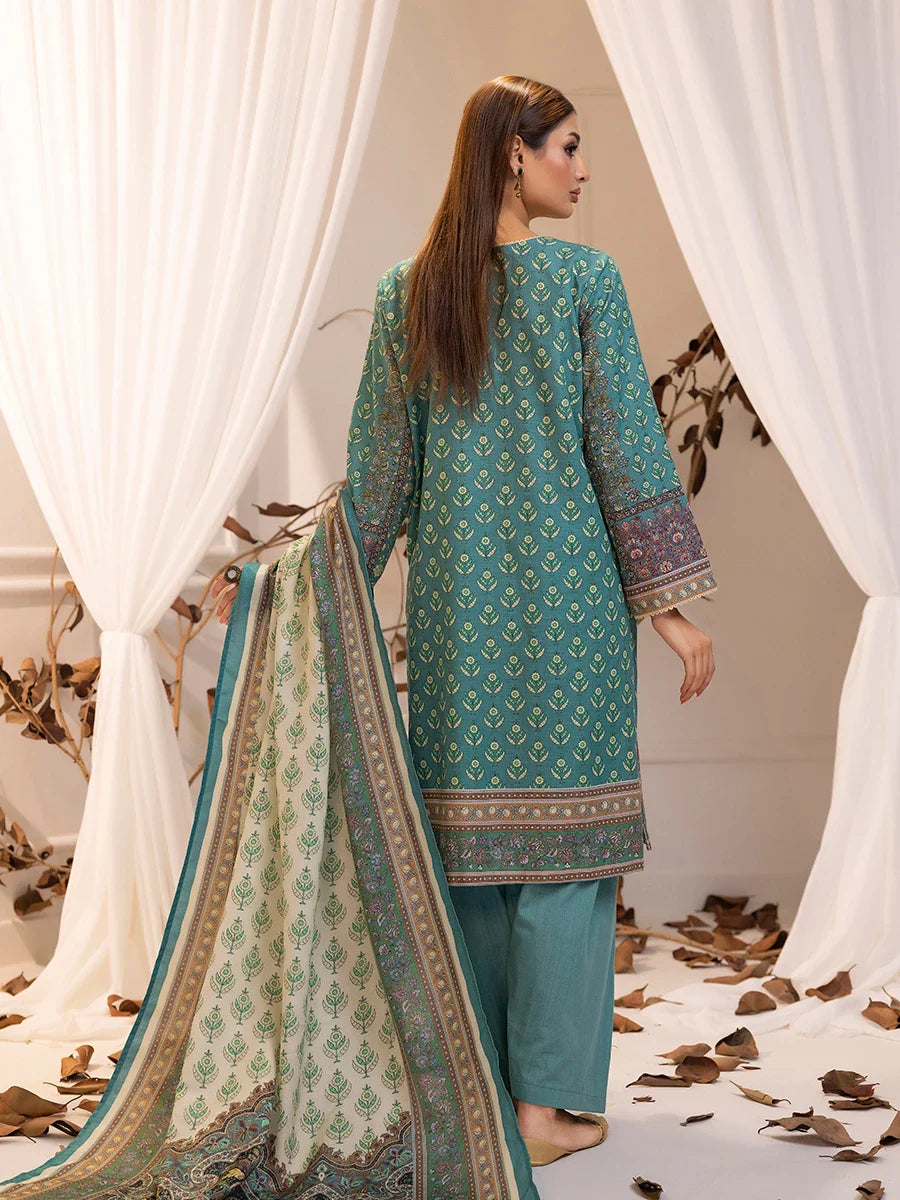 SALITEX - LUXURY KHADDAR EMBROIDERED SHIRT WITH SHAWL & DYED TROUSER