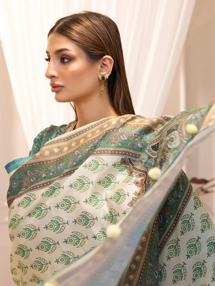 SALITEX - LUXURY KHADDAR EMBROIDERED SHIRT WITH SHAWL & DYED TROUSER