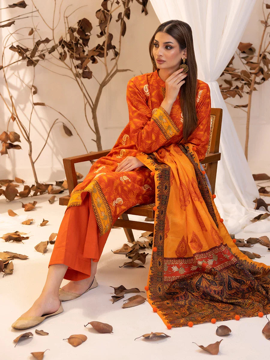 SALITEX - LUXURY KHADDAR EMBROIDERED SHIRT WITH SHAWL & DYED TROUSER