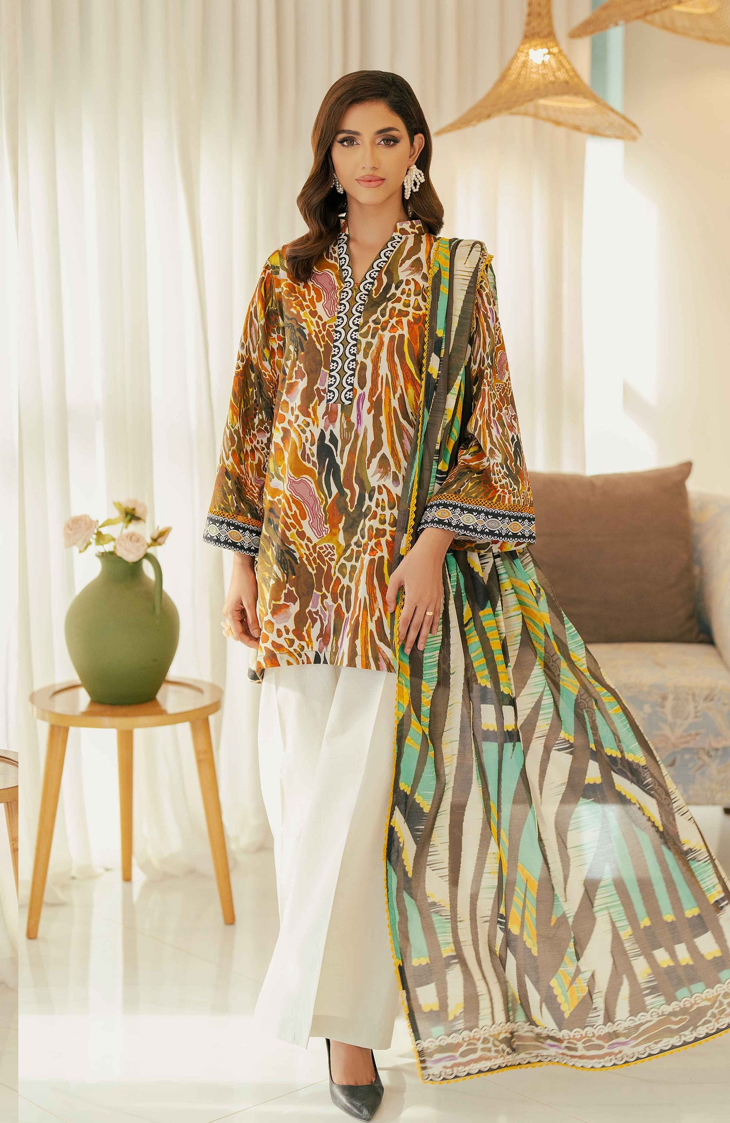 AlZohaib - Sunshine Bloom - Cotton Silk 3 Piece-SCS-24-01