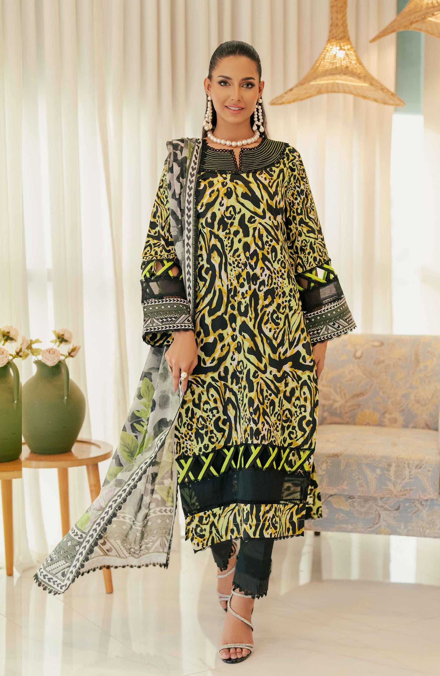 AlZohaib - Sunshine Bloom - Cotton Silk 3 Piece-SCS-24-10