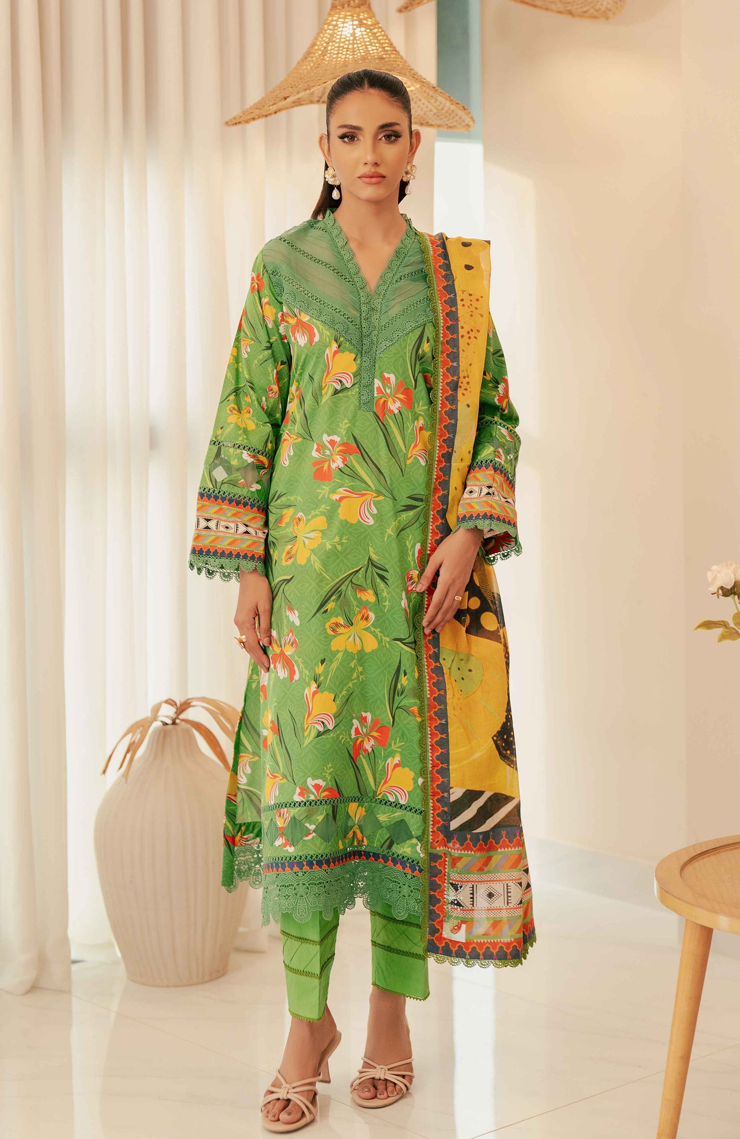 AlZohaib - Sunshine Bloom - Cotton Silk 3 Piece-SCS-24-11