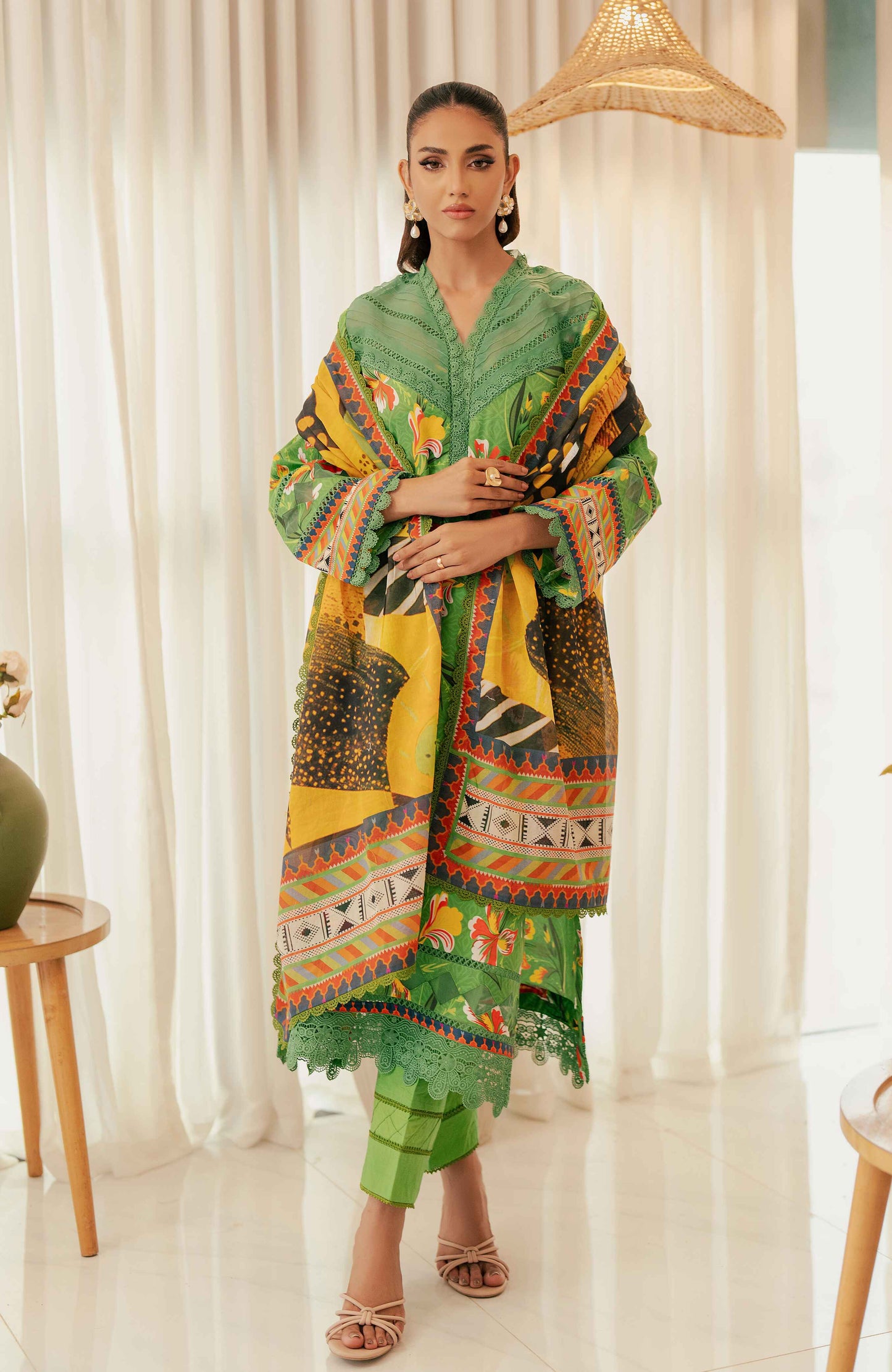 AlZohaib - Sunshine Bloom - Cotton Silk 3 Piece-SCS-24-11