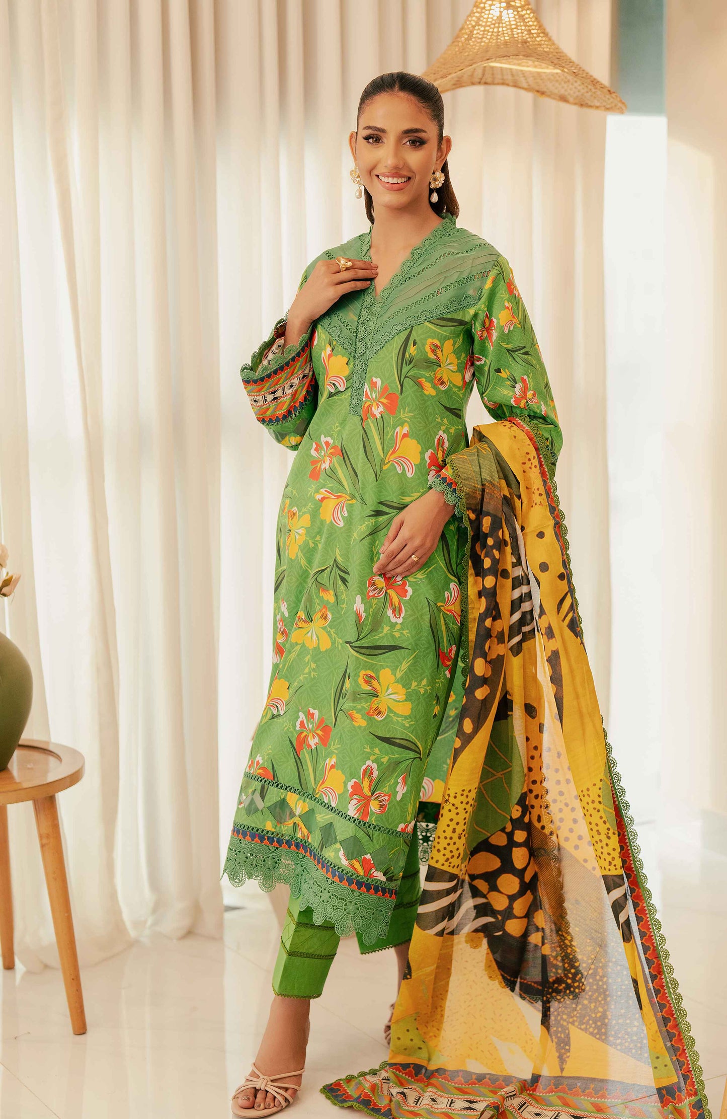 AlZohaib - Sunshine Bloom - Cotton Silk 3 Piece-SCS-24-11