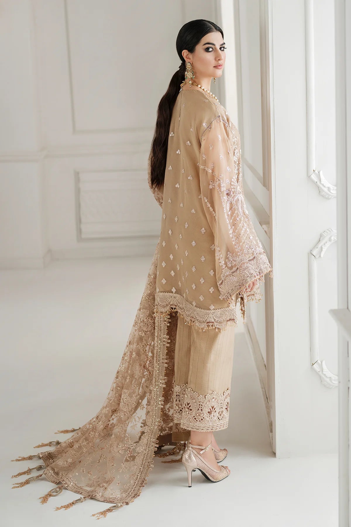 3 Piece EMBROIDERED CHIFFON WITH DUPATTA AND TROUSER CH10-04 - Baroque