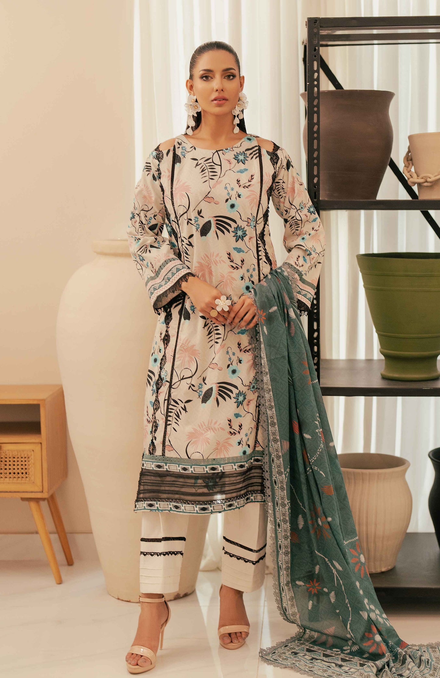 AlZohaib - Sunshine Bloom - Cotton Silk 3 Piece-SCS-24-12