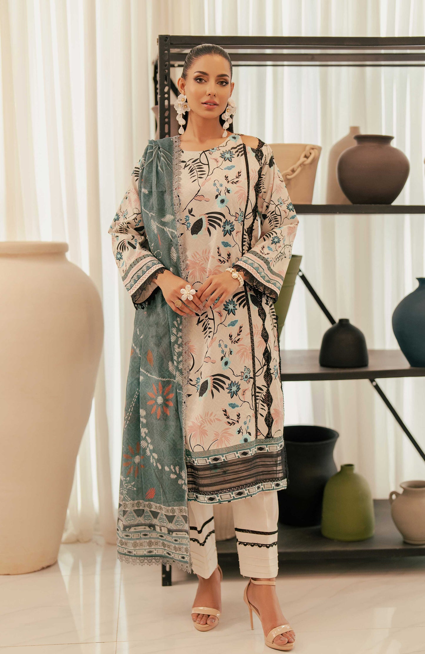 AlZohaib - Sunshine Bloom - Cotton Silk 3 Piece-SCS-24-12