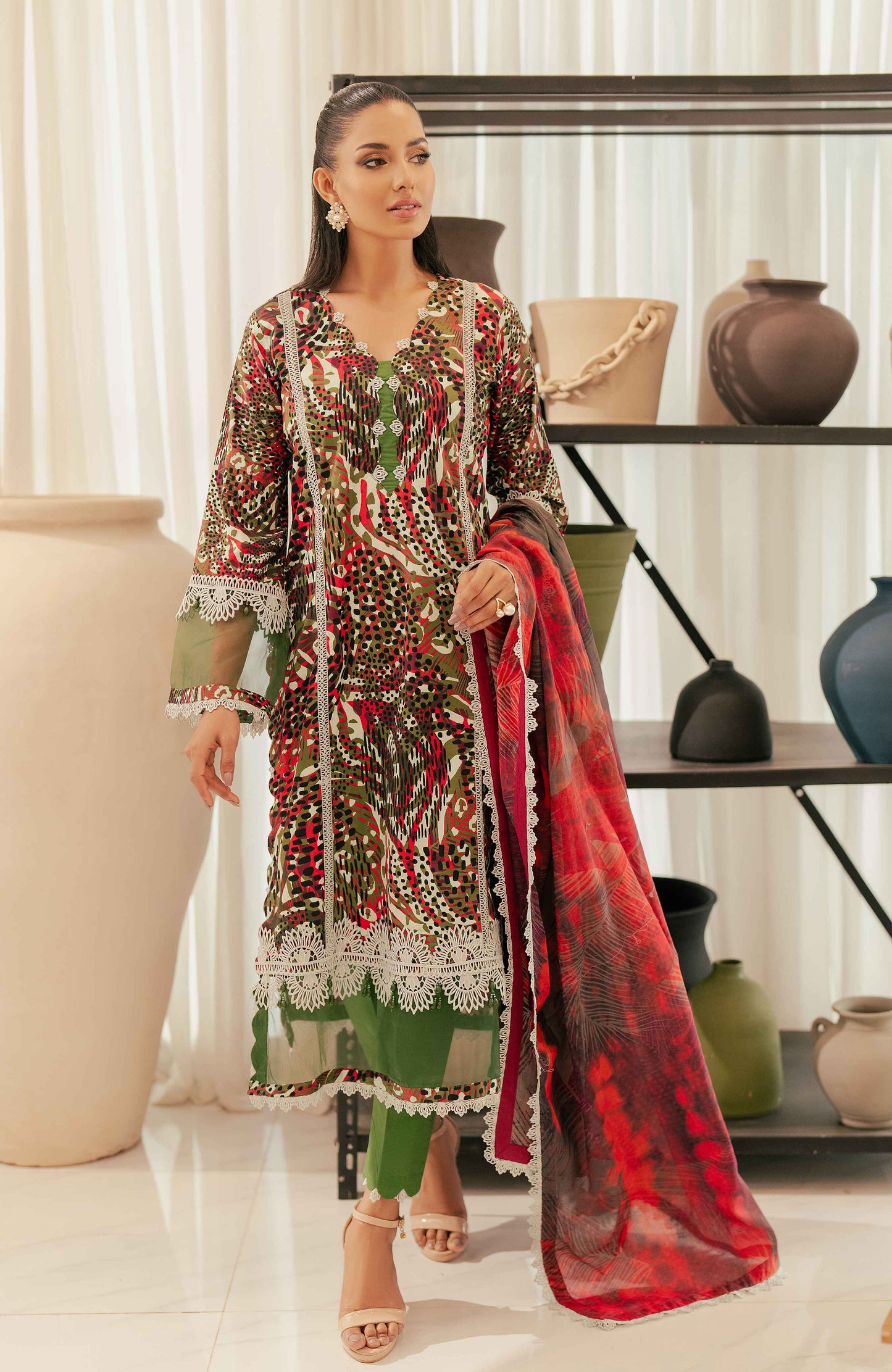 AlZohaib - Sunshine Bloom - Cotton Silk 3 Piece-SCS-24-14