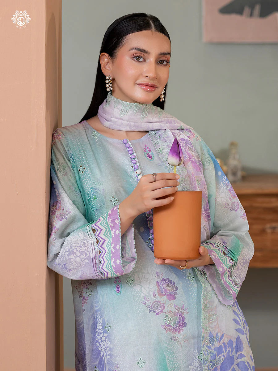 Gull Jee - 3PC Lawn Embroidered Shirt Embroidered Bamber Chiffon Duppata & Dyed Trouser - GRP2417A5