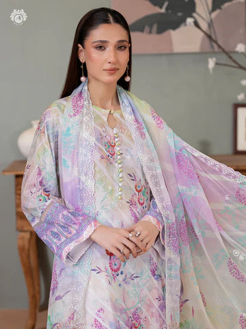 Gull Jee - 3PC Lawn Embroidered Shirt Embroidered Bamber Chiffon Duppata & Dyed Trouser -