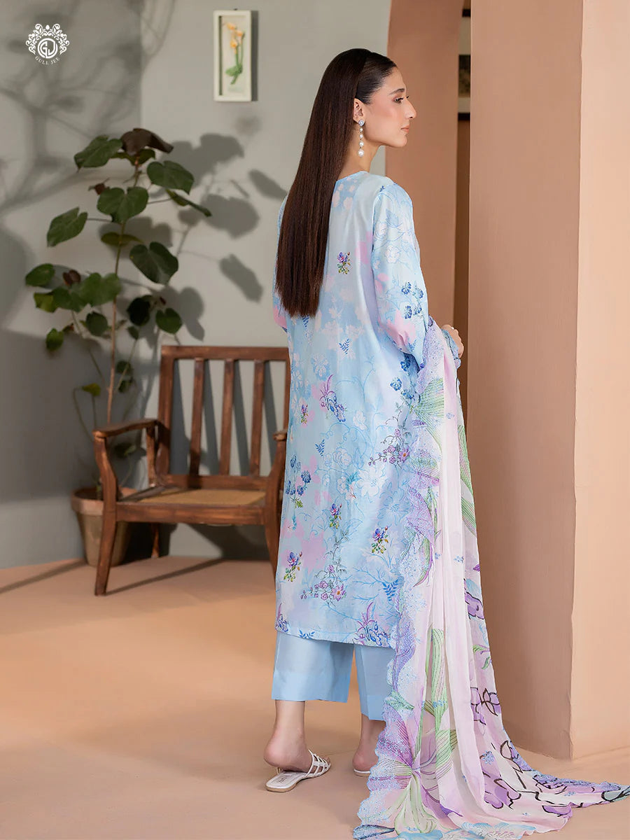 Gull Jee - 3PC Lawn Embroidered Shirt Embroidered Bamber Chiffon Duppata & Dyed Trouser - GRP2417A10