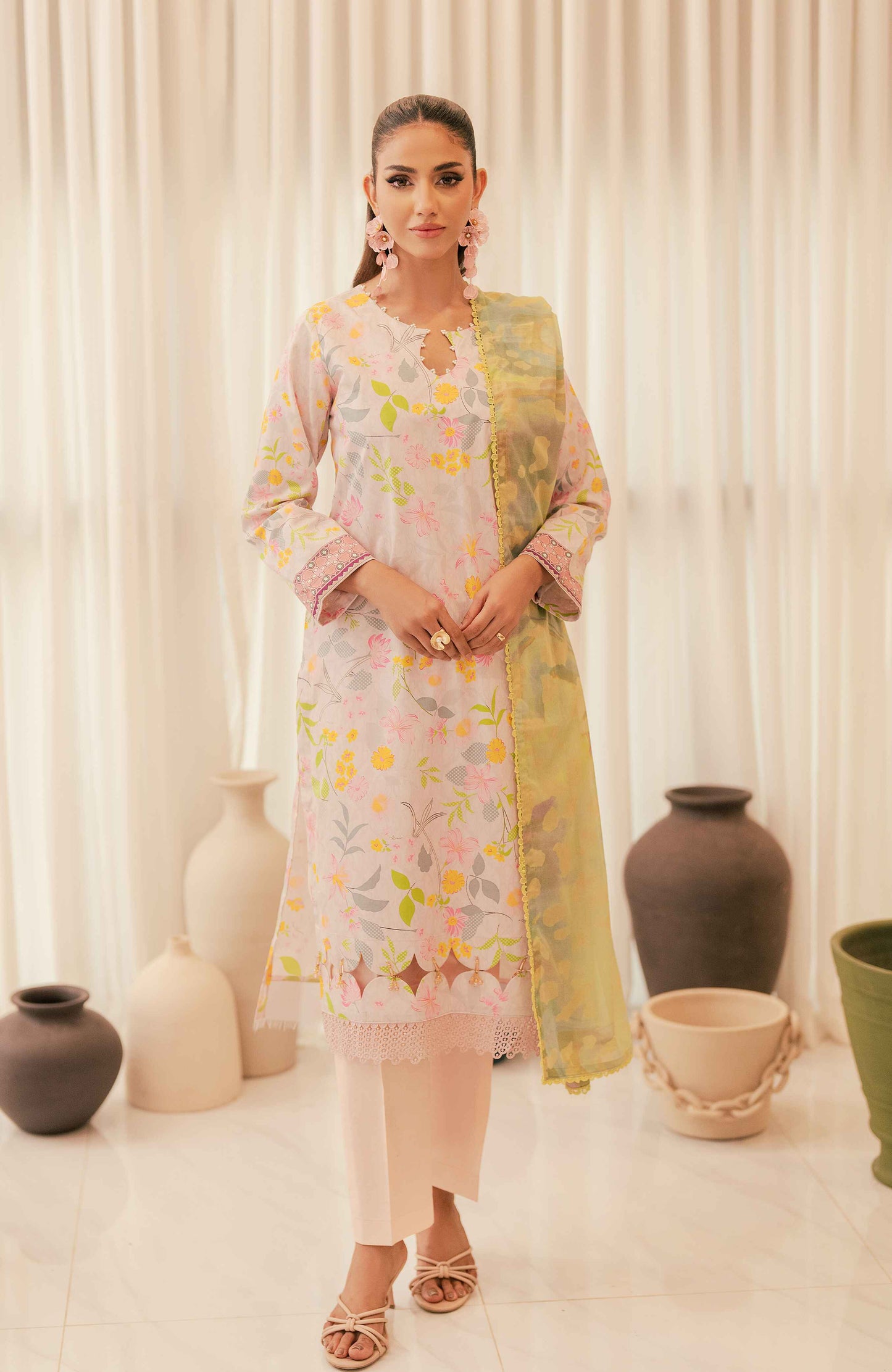 AlZohaib - Sunshine Bloom - Cotton Silk 3 Piece-SCS-24-03