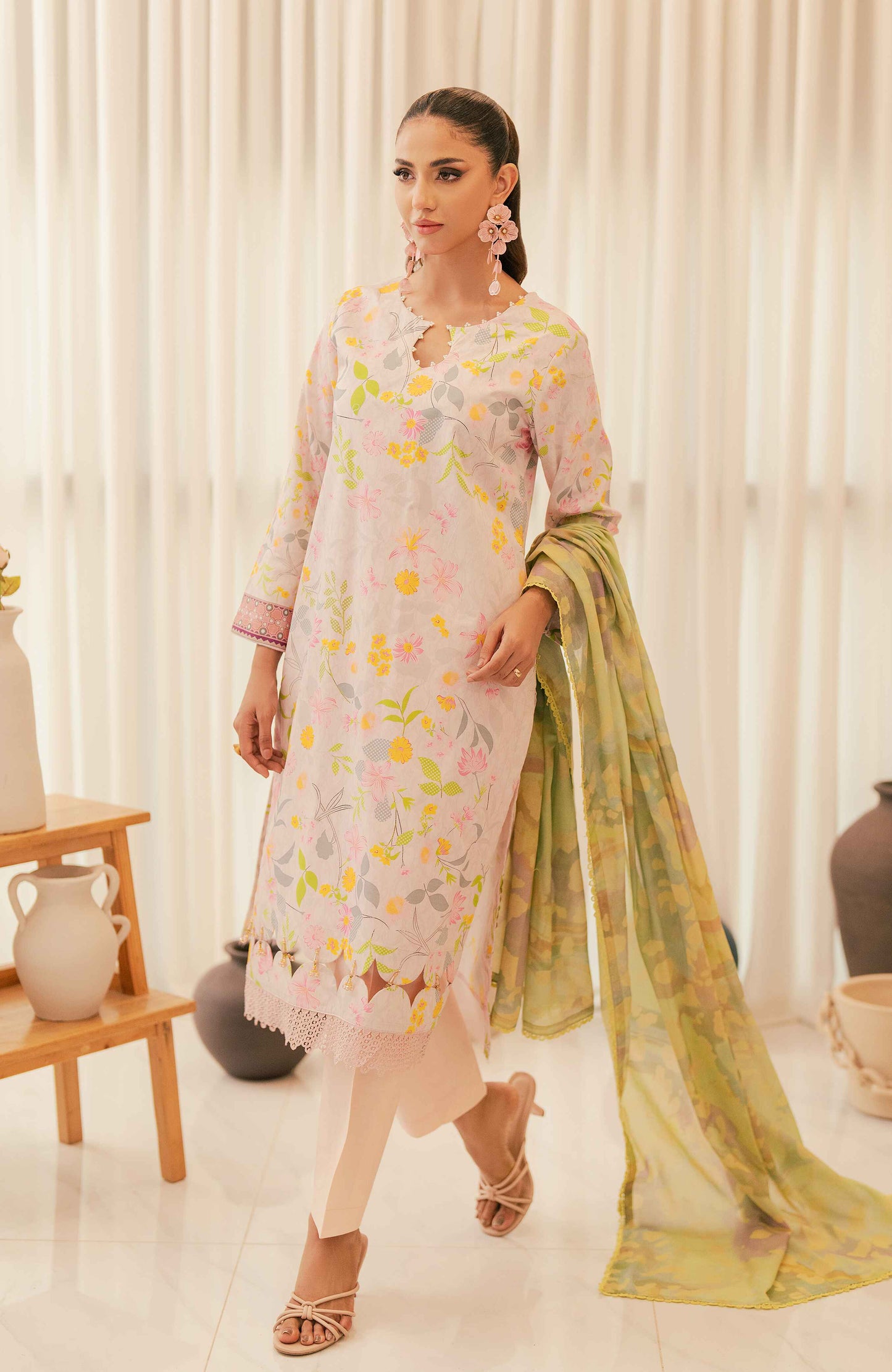 AlZohaib - Sunshine Bloom - Cotton Silk 3 Piece-SCS-24-03