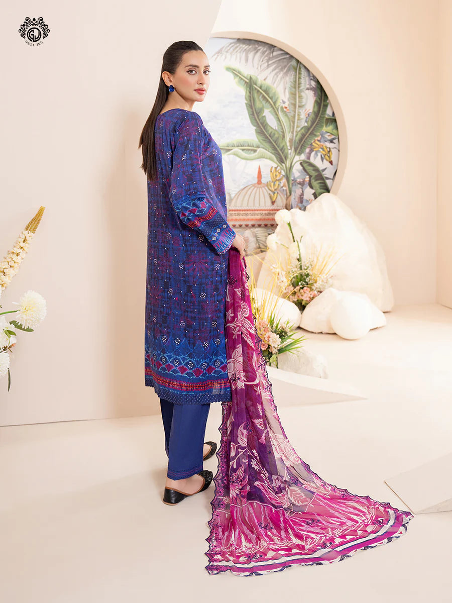 Gull Jee - 3PC Lawn Embroidered Shirt Embroidered Bamber Chiffon Duppata & Dyed Trouser - GSK2404A8