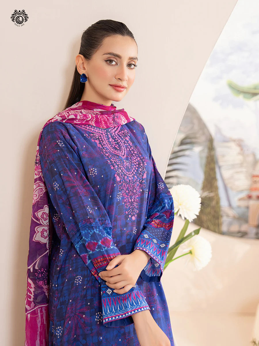 Gull Jee - 3PC Lawn Embroidered Shirt Embroidered Bamber Chiffon Duppata & Dyed Trouser - GSK2404A8