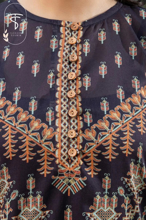2pc Unstitched - printed shirt paired with beautiful border embroidered pants