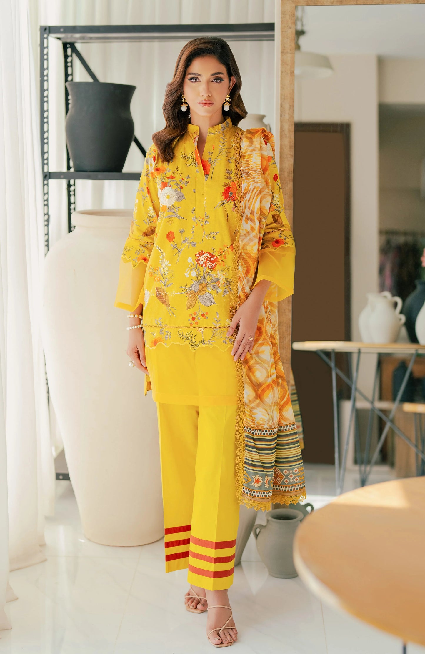 AlZohaib - Sunshine Bloom - Cotton Silk 3 Piece-SCS-24-04