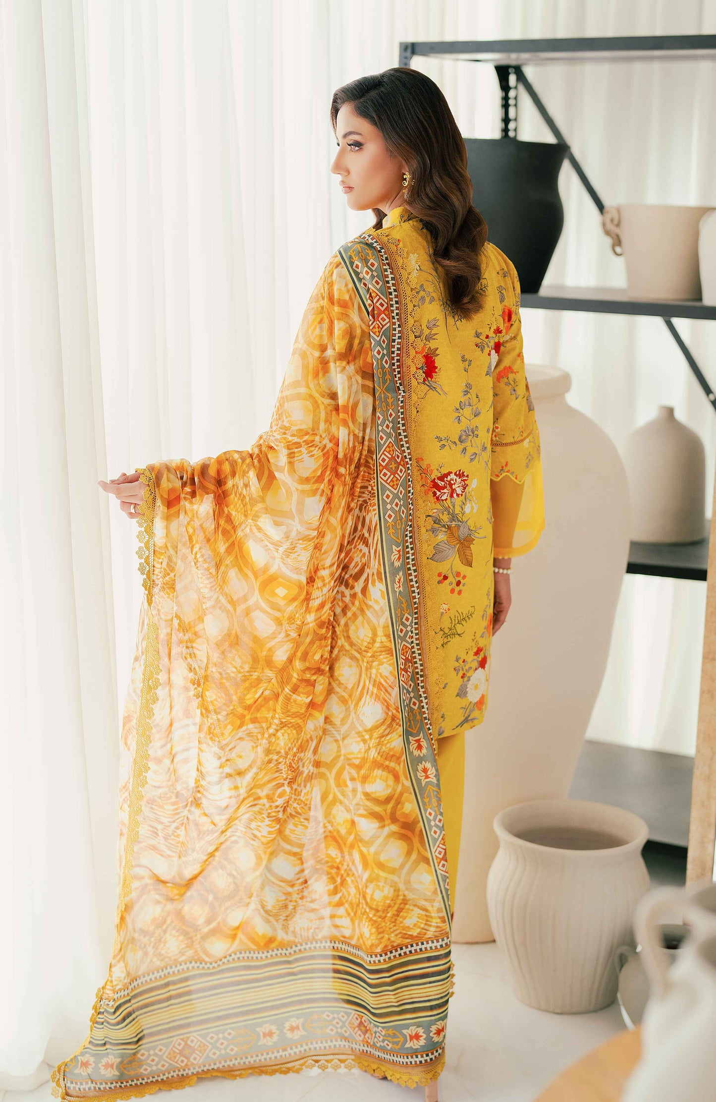 AlZohaib - Sunshine Bloom - Cotton Silk 3 Piece-SCS-24-04