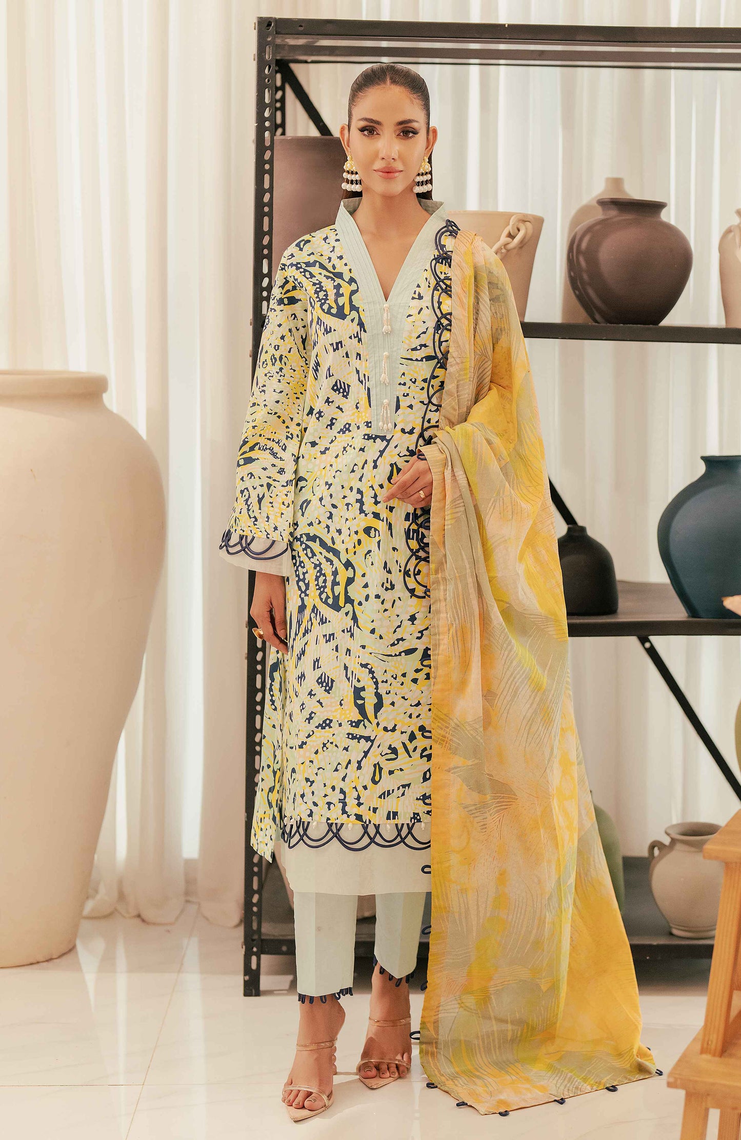 AlZohaib - Sunshine Bloom - Cotton Silk 3 Piece-SCS-24-06