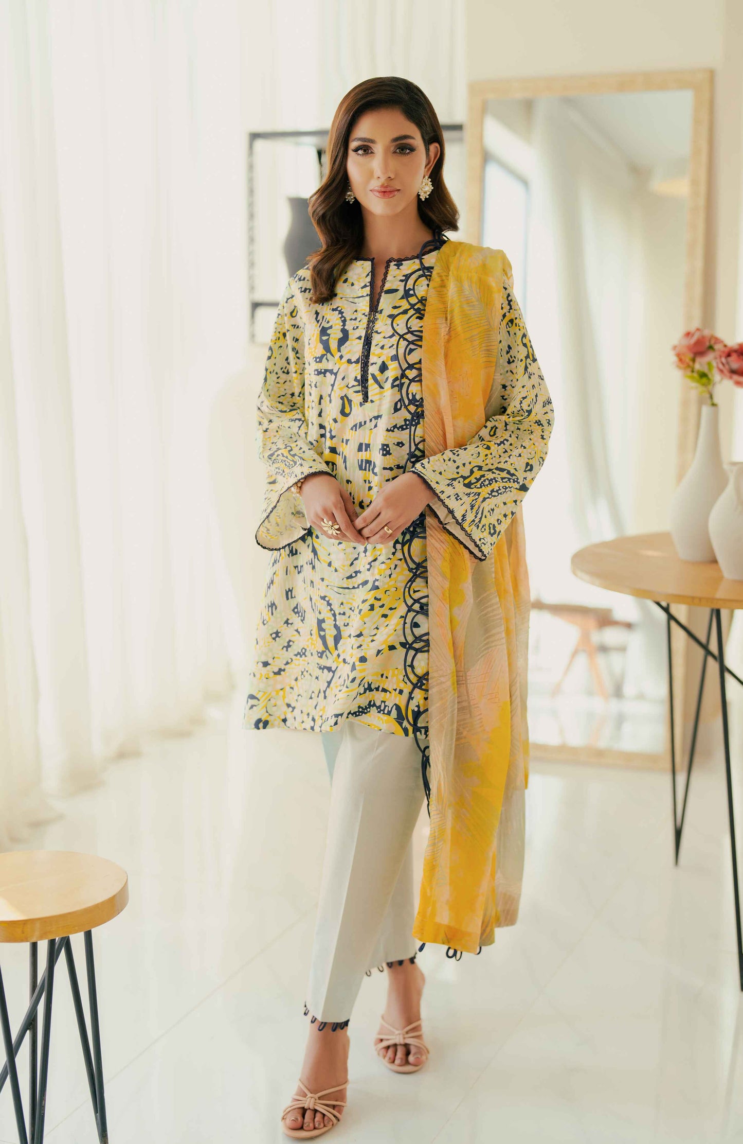 AlZohaib - Sunshine Bloom - Cotton Silk 3 Piece-SCS-24-06