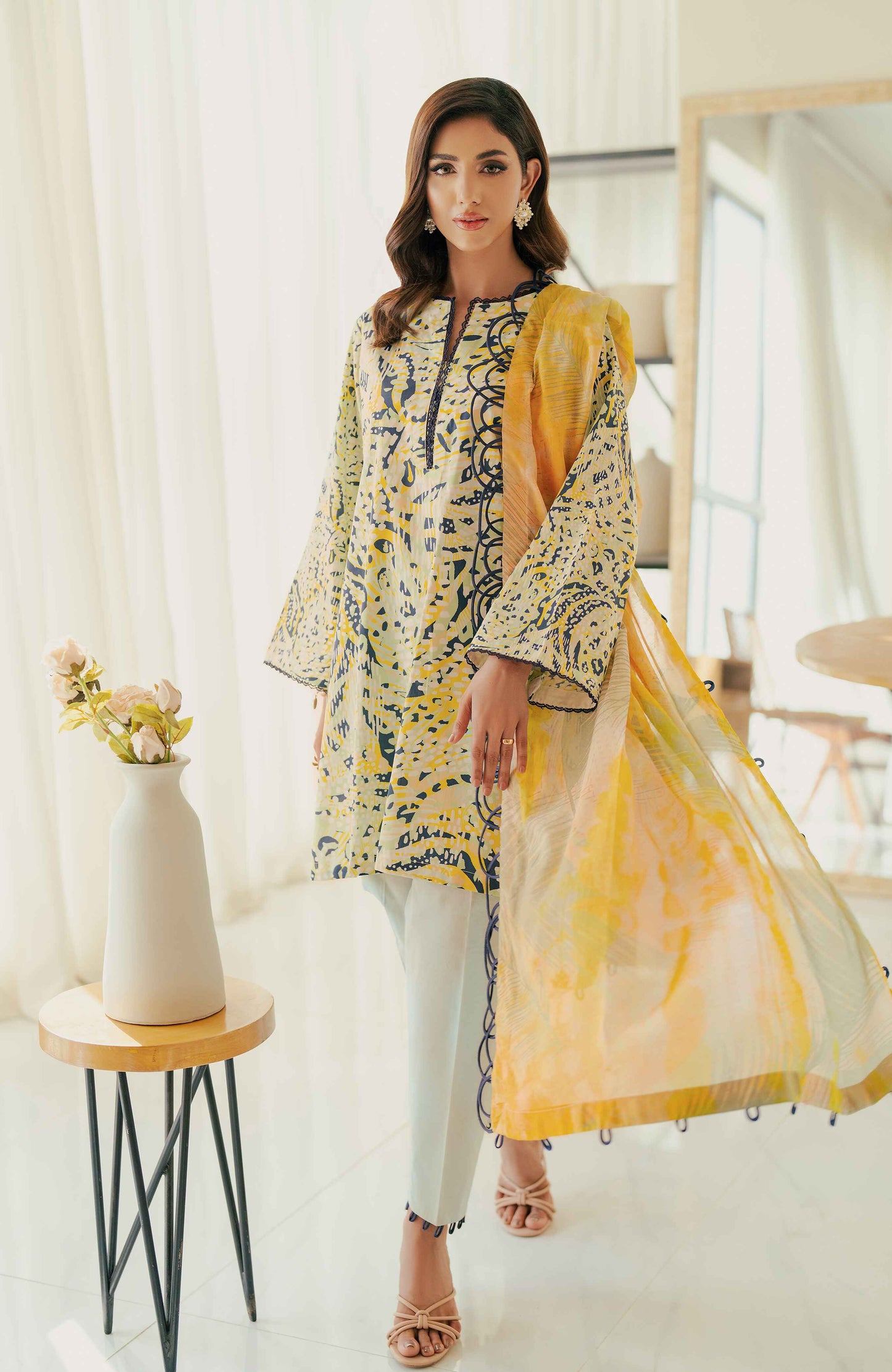 AlZohaib - Sunshine Bloom - Cotton Silk 3 Piece-SCS-24-06