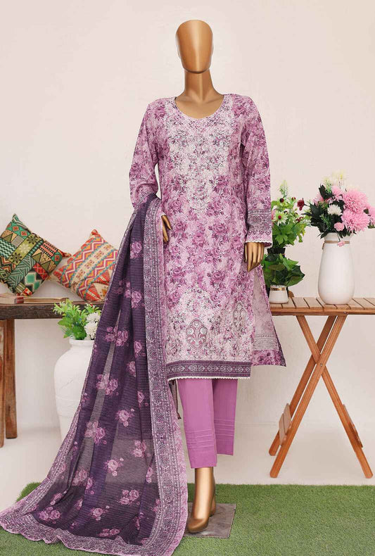 3 Piece Unstitched - Mehak Mid Summer Digital Printed lawn Suit - MEK-136