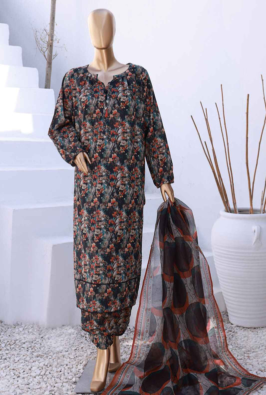 H.Z - 3 Piece Unstitched - Organic Co-ords Digital Printed Suit - OC-505