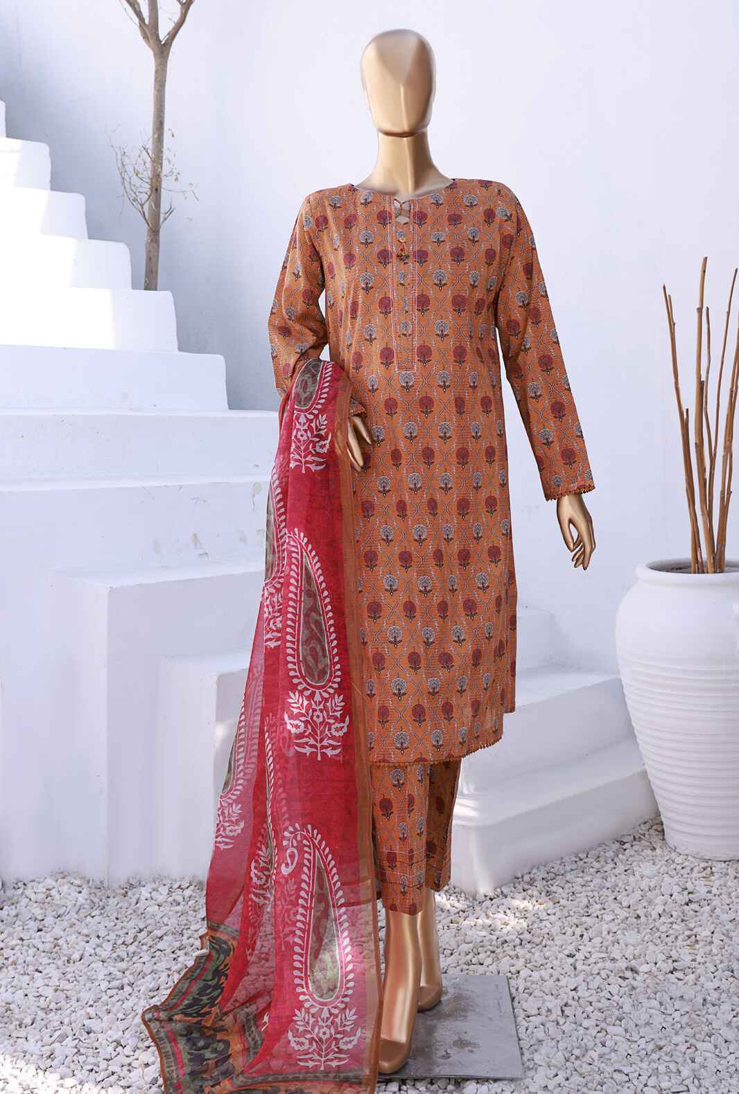 H.Z - 3 Piece Unstitched - Organic Co-ords Digital Printed Suit - OC-506