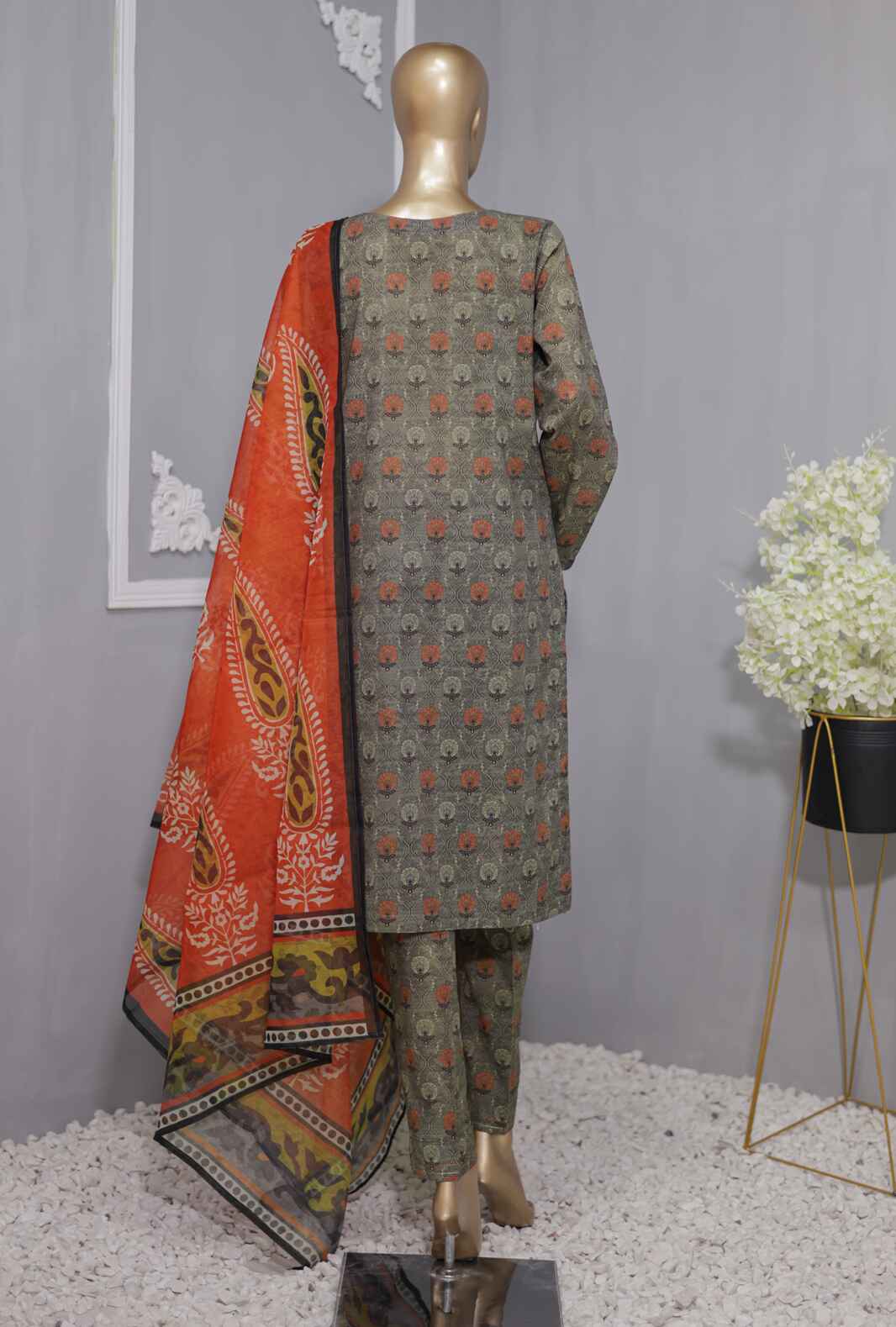 H.Z - 3 Piece Unstitched - Organic Co-ords Digital Printed Suit - OC-510