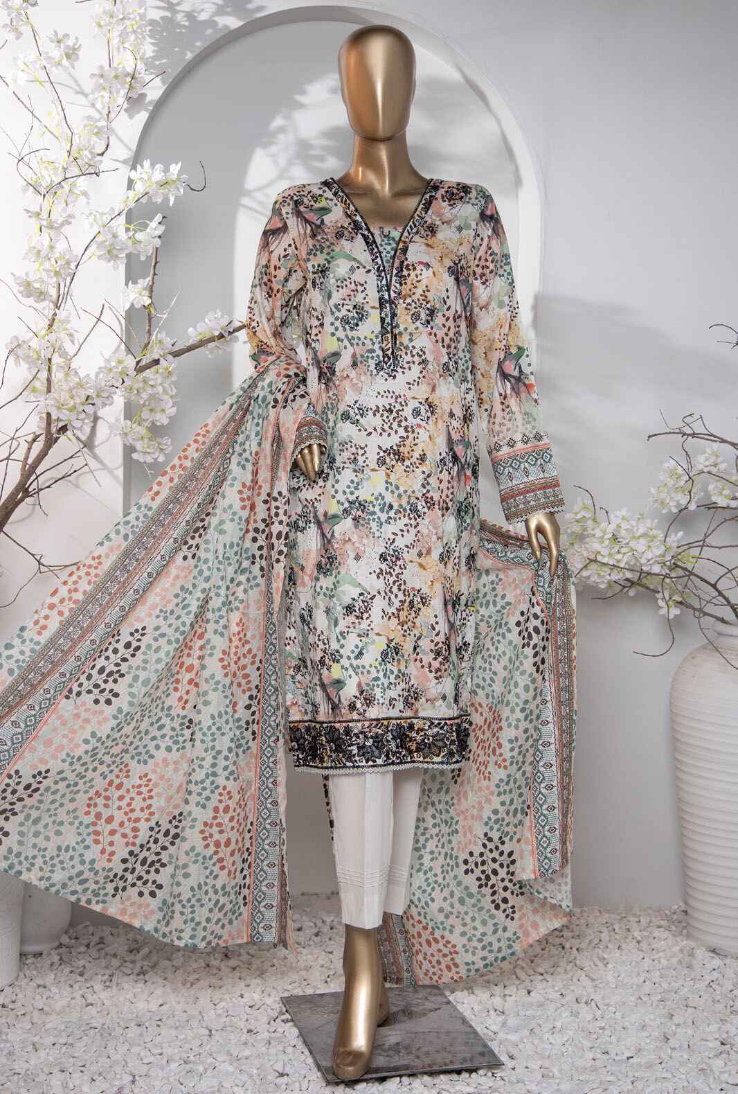 3 Piece UnStitched - Dhagakari Digital Printed lawn Suit -PDE-802