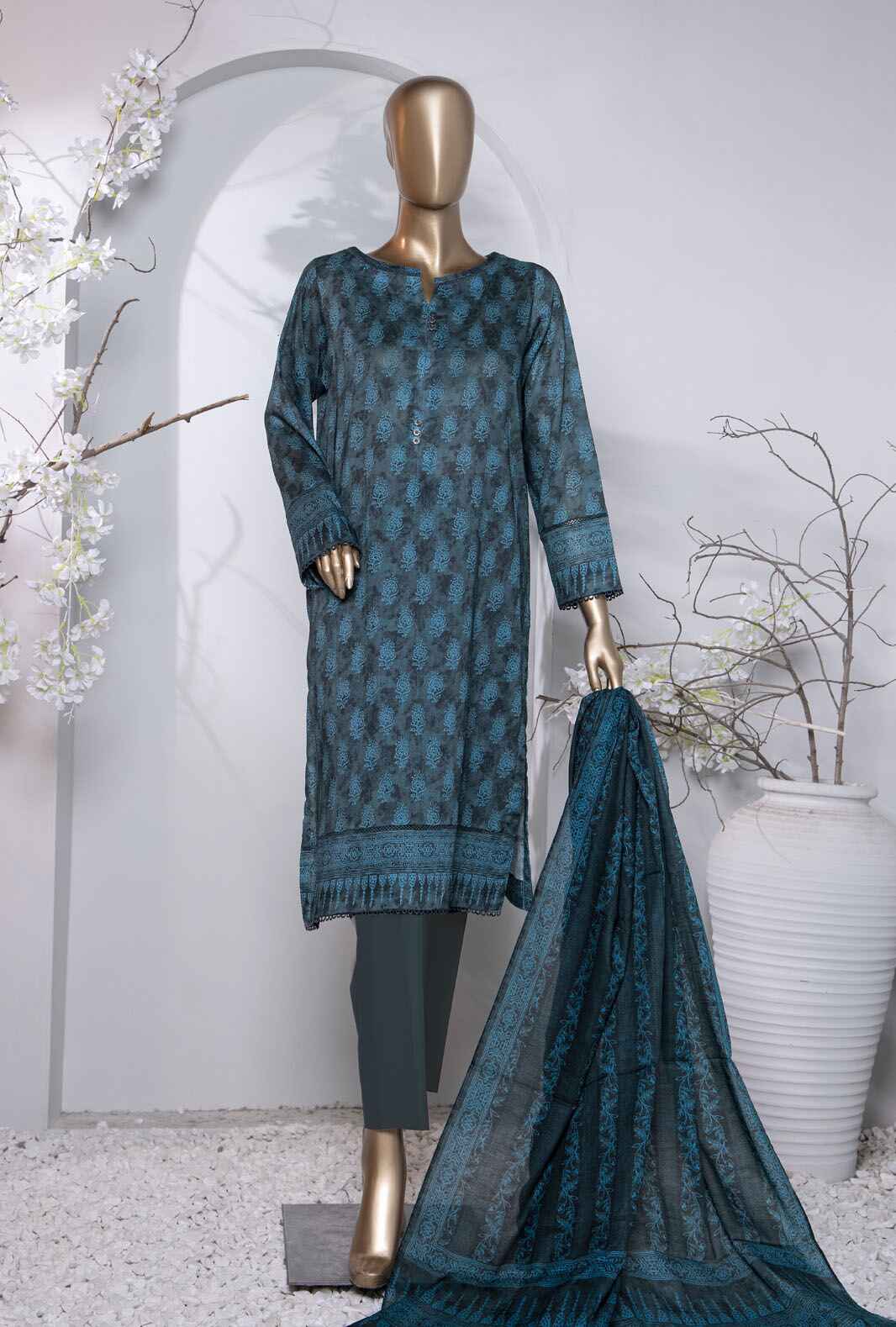 3 Piece Unstitched - Platinum Digital Printed Lawn Suit - PPC-203