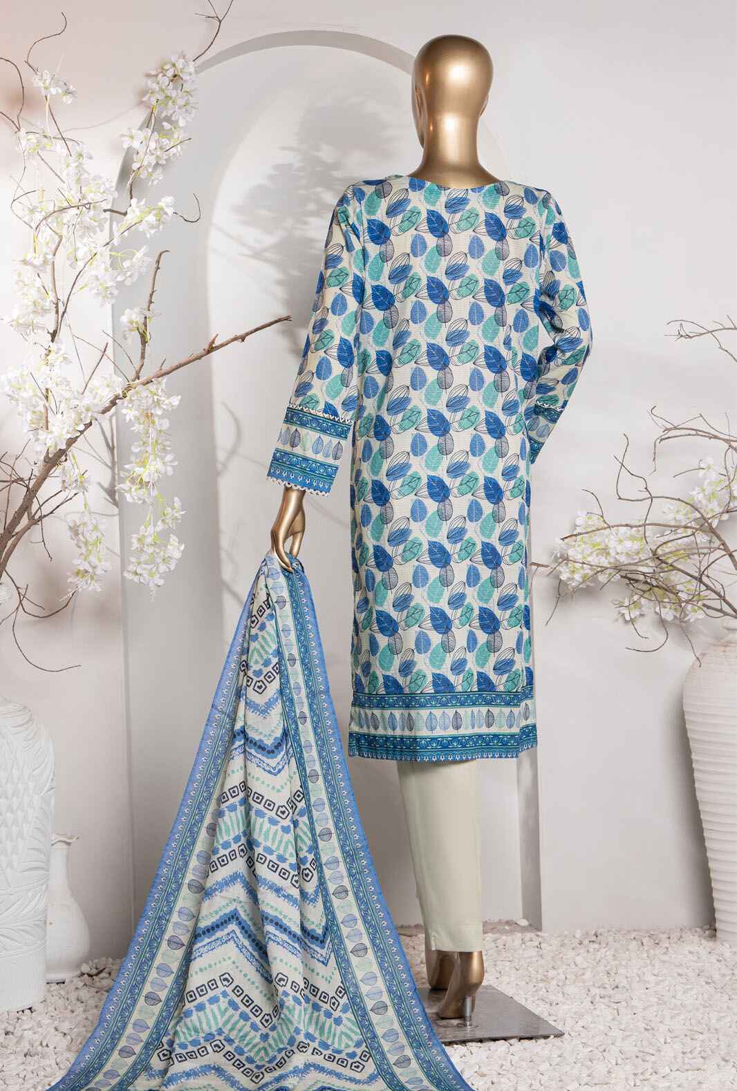 H.Z Premium - 3 Piece Unstitched - Vital Prints Digital Printed Suit - VP-150