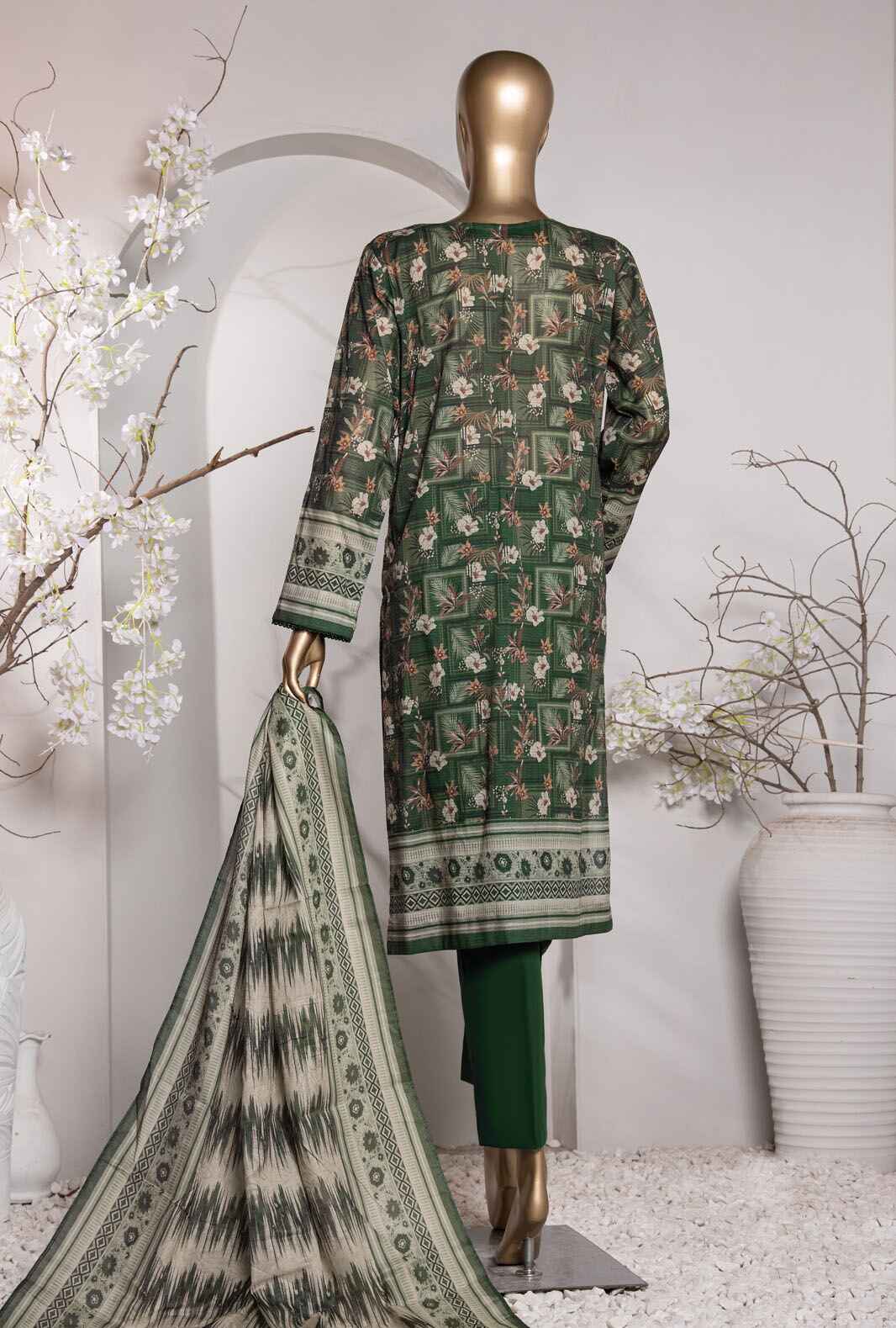 H.Z - 3 Piece Unstitched - Vital Prints Digital Printed Suit - VP-155