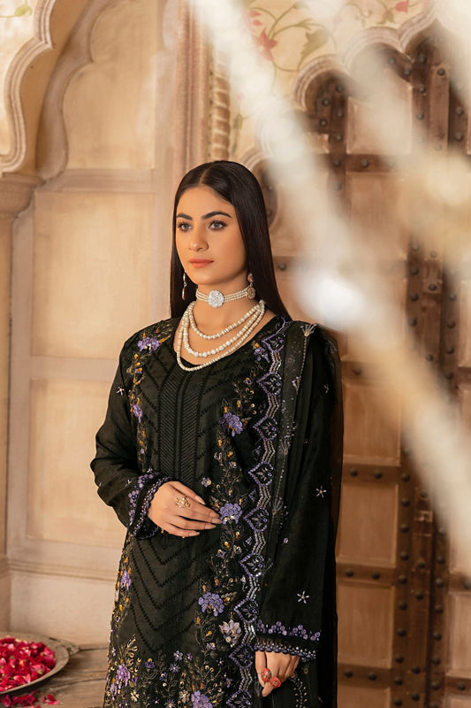 Muntaha - Unstitched 3pc Lawn Jacquard Embrdoiered Shirt with Chiffon Embroidered Dupatta and Trouser - 05