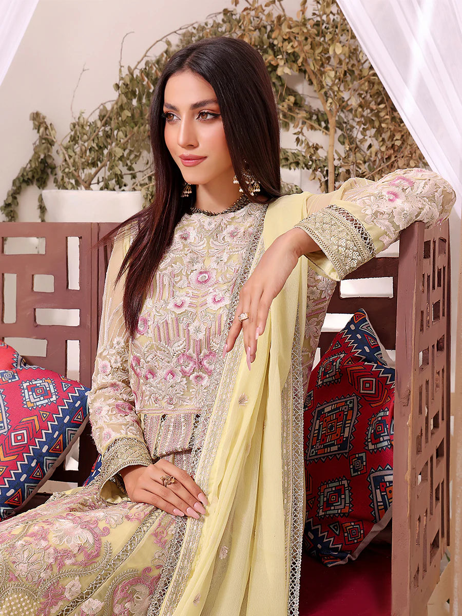 3pc Unstitched - Heavy Embroidered Luxury Chiffon SKU:UNS23SS0010UT -  Pehnawa Exclusive