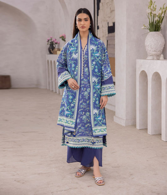 Shirt Shalwar Dupatta - Blue - Lawn Suit - 1637