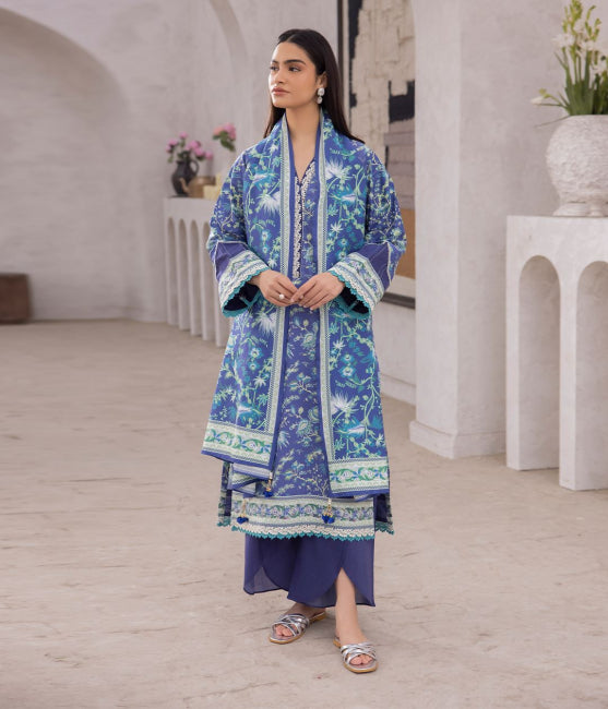 Shirt Shalwar Dupatta - Blue - Lawn Suit - 1637