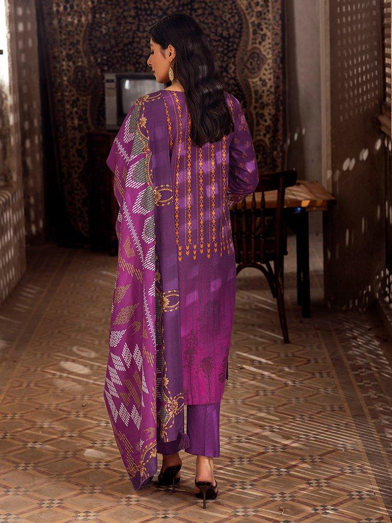 Salitex - Unstitched 3pc - Digital Printed Khaddar Shirt & Dupatta With Dyed Khaddar Trouser (WK-00917) - Pehnawa Exclusive